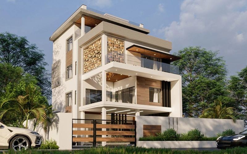 Modern residence at Akkarai ECR by top residential architects in Chennai